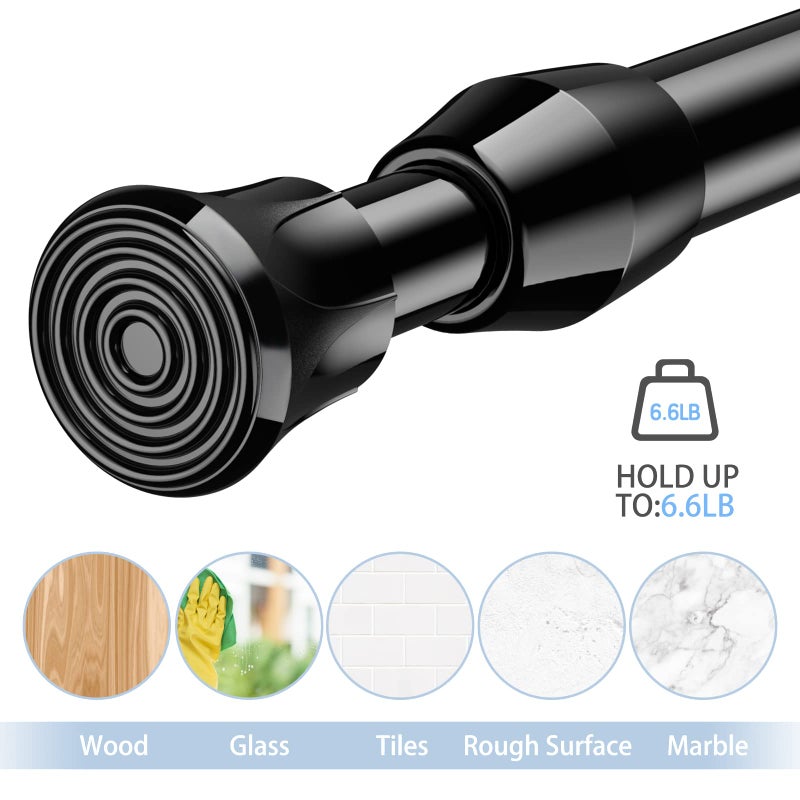 AIZESI Spring Tension Curtain Rods Short Tension Rod (Black,27" to 37"-2Pcs) - Image 4